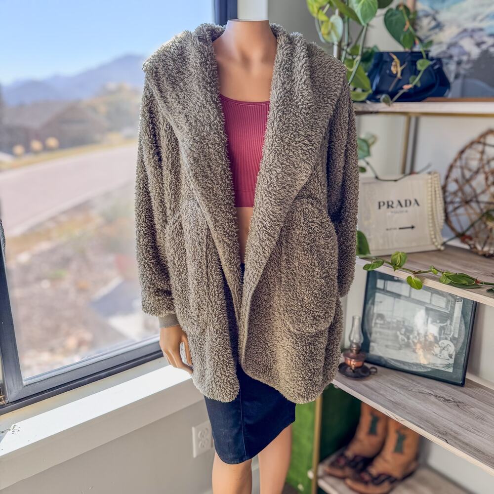 UnHide For Love Not Fur, Shleepy Hooded Cardigan/Robe-Taupe Ducky Women's Small